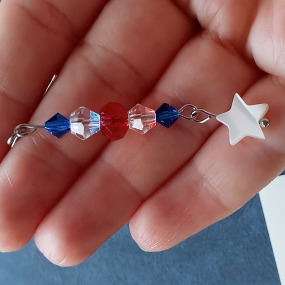 "The Stars" ❤️🤍💙 Earrings - Picture 4 of 5